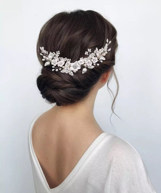 Bridal Hair Vine, Wedding Hair Vine, Bridal Hair Accessories, Wedding Hair Accessory White, Bridal Comb, Delicate Floral Bridal Headpiece,