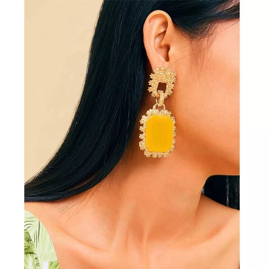 Gold Statement Drop Earrings, Geometric Earrings, Christmas gift for her, glamorous earrings, bold colourful earrings, Sparkly Earrings,